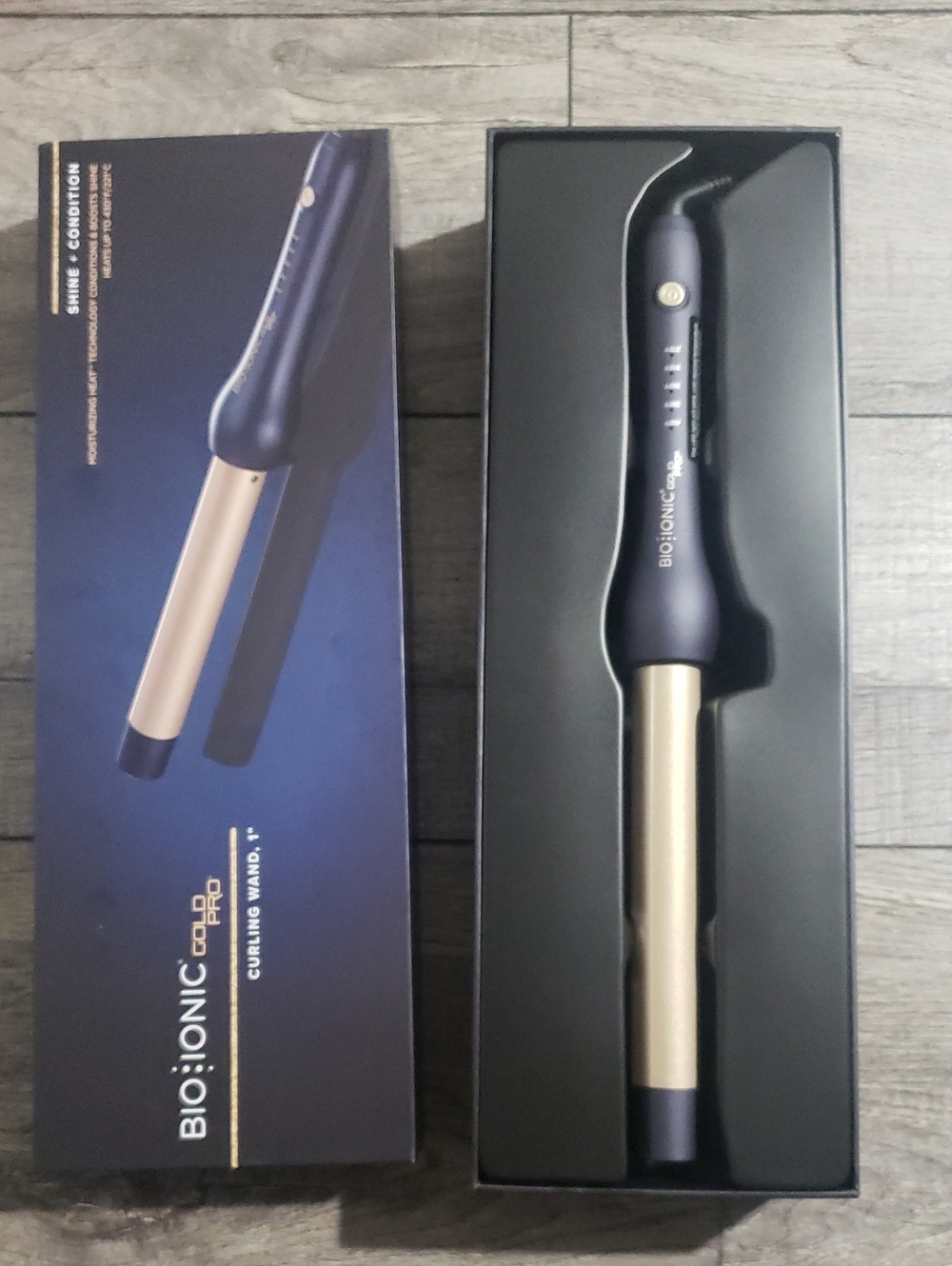 Bio Ionic GoldPro 1" Curling Wand, Blue, Ceramic Long Barrel w/Adjustable Heat